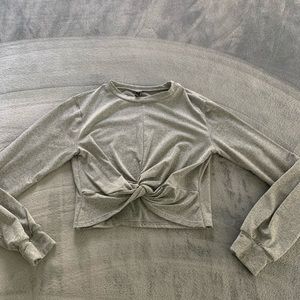 zaful grey cropped long sleeve